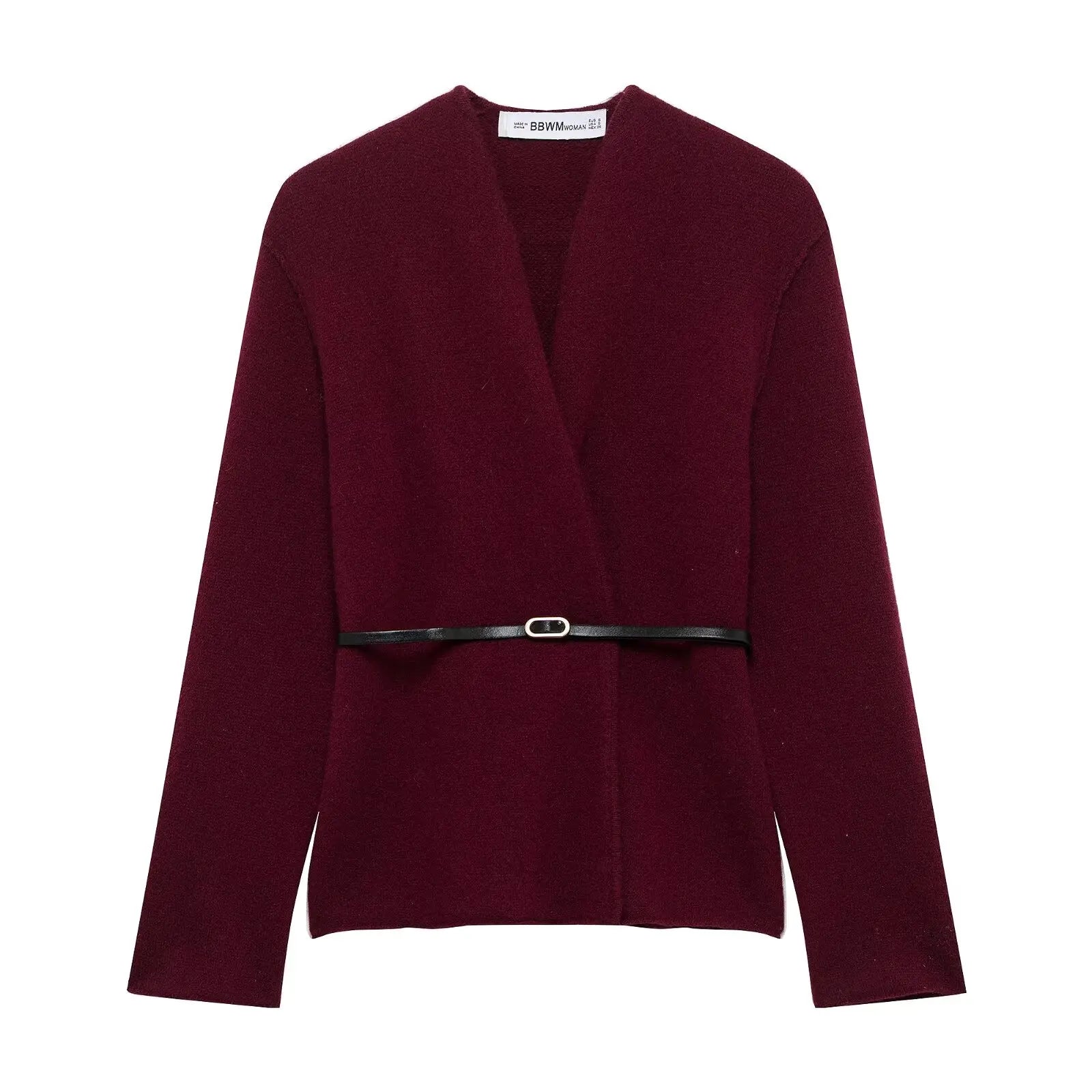 Belted Sweater V Neck Long Sleeve