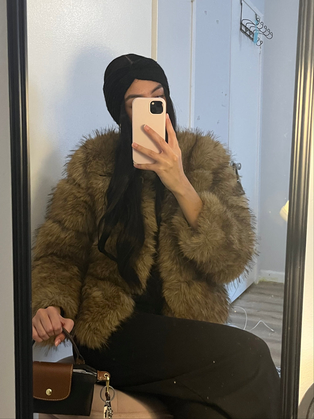 Midnight mocha fur coat
