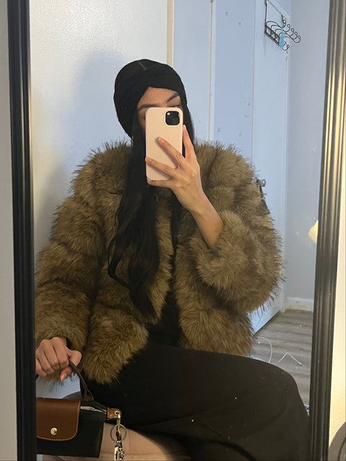 Midnight mocha fur coat