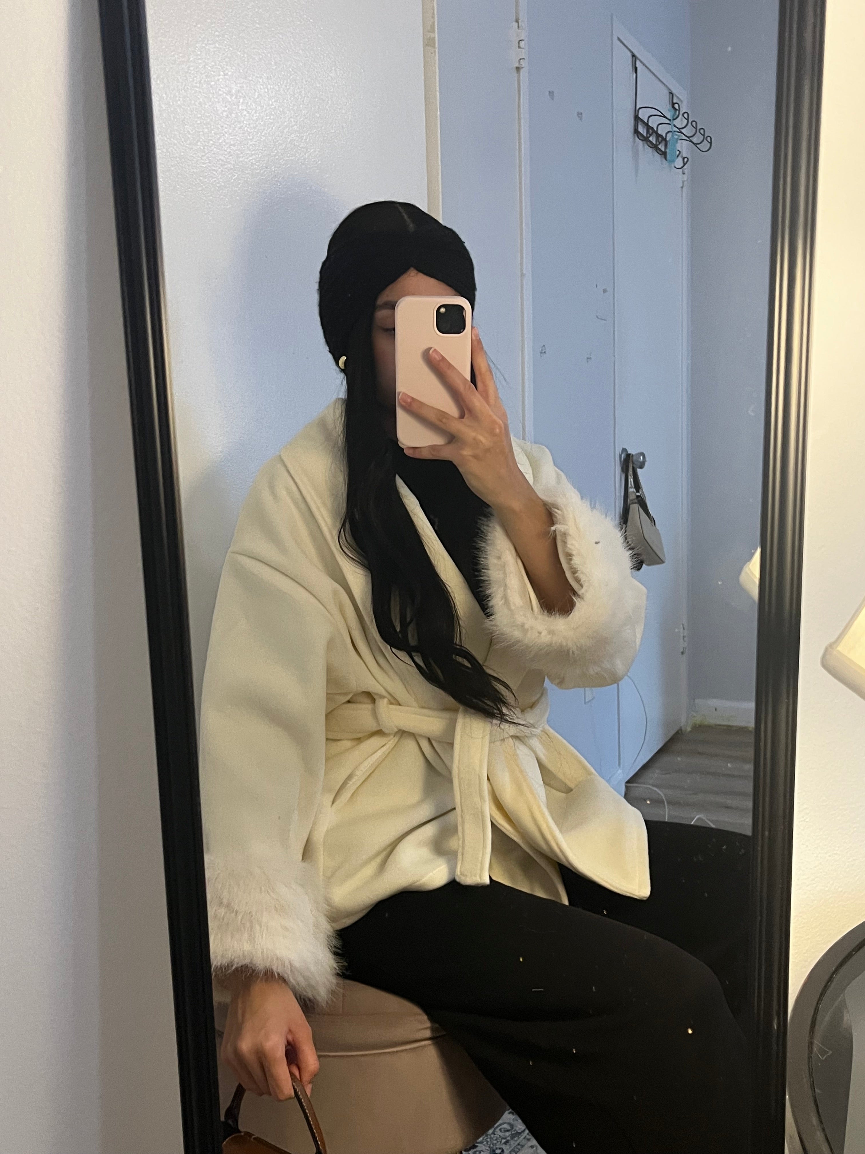 White Muse Wool Belted Coat